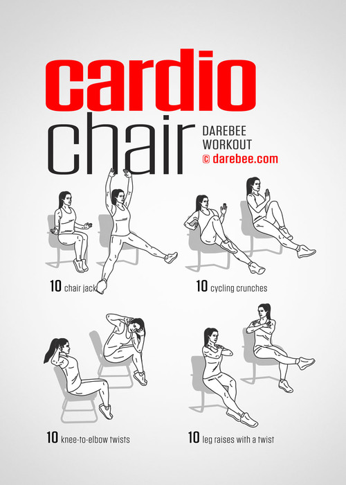 secuencia de ejercicios físicos cardio-silla